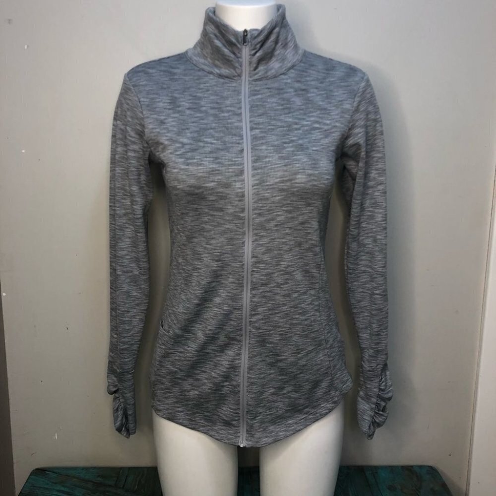 Columbia Grey Heathered Full Zip Sweater Size Small Activewear Neutral Gorpcore